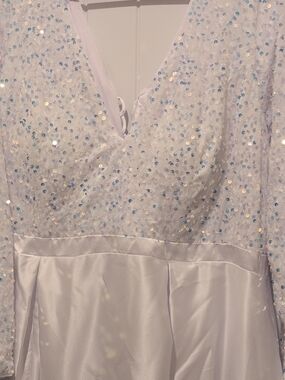 Sequin V-Neck Wedding Dress